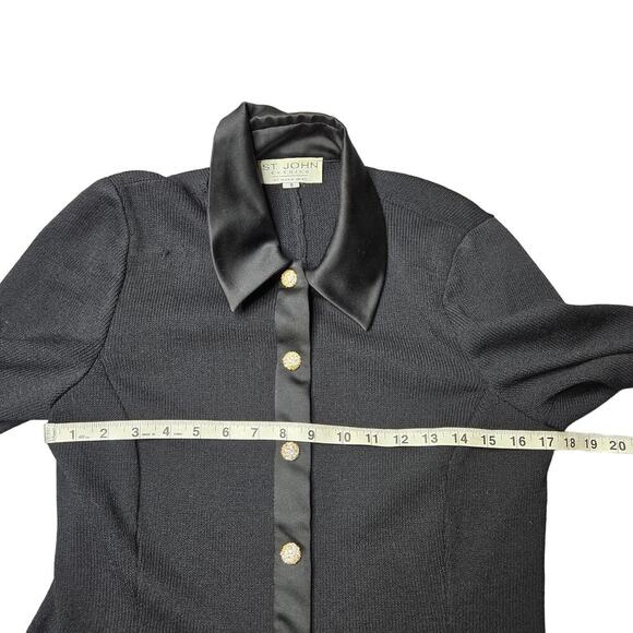 St. John Evening by Marie Gray Black Knit Wool Cardigan Size: 8 - Picture 2 of 8